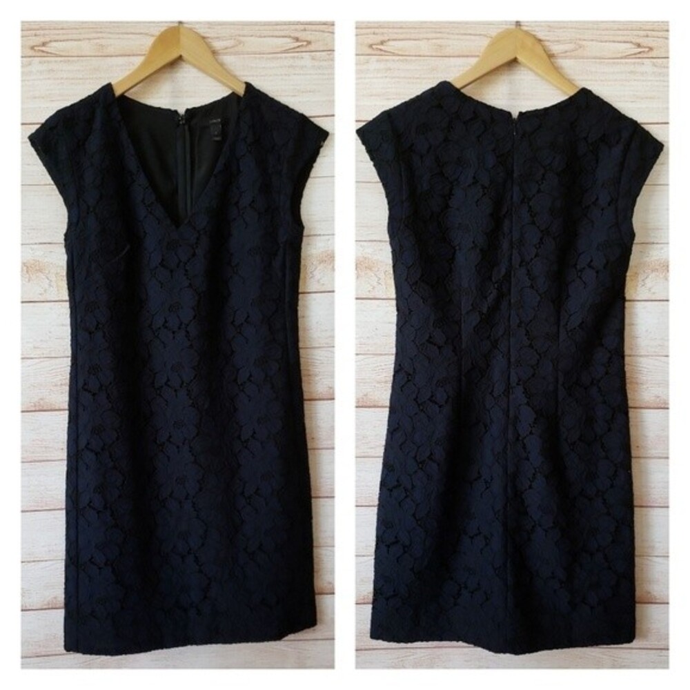 J. Crew Capped Sleeve Lined Floral Lace Sheath Dress